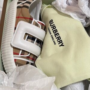 Burberry Checkered Sneakers with White Trim